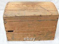 Antique Wood Domed Trunk made from a Shipping Crate for Matches Wall Paper Lined