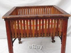 Antique Wood Sewing Stand on Casters Made from Advertising Box Crates