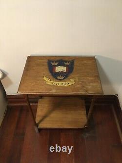 Antique Wood Table with Hand Painted Oxford Crest Good Condition from Original B