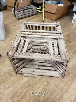Antique Wooden Flat Top Lobster Trap From Maine