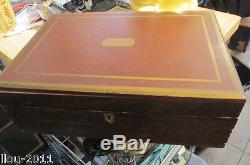 Antique Wooden Writing Desk Box With Letter From Ella Coburn Lowell, Mass WithKey