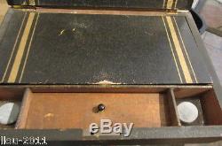Antique Wooden Writing Desk Box With Letter From Ella Coburn Lowell, Mass WithKey