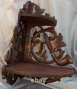 Antique big wall corner shelf from Black Forest 1880