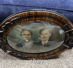 Antique bubble glass picture frame