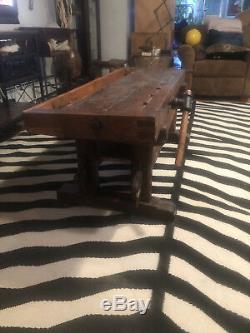 Antique coffee table wood, made from old workbench