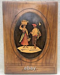 Antique french foldable mirror early 1900's wood marquetry from Nice Souvenir