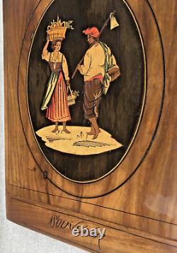 Antique french foldable mirror early 1900's wood marquetry from Nice Souvenir
