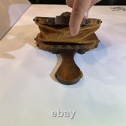 Antique hand carved fireplace Bellows From The 1800s wood and leather