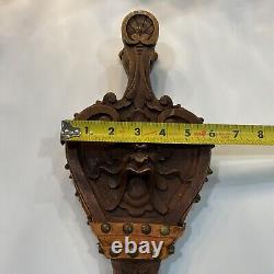 Antique hand carved fireplace Bellows From The 1800s wood and leather
