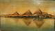 Antique Impressionist Oil Painting Landscape Pyramids View From Egypt Signed