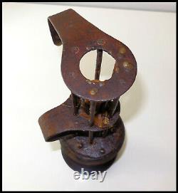 Antique portable mobile candlestick in wrought iron and wood from the 19th