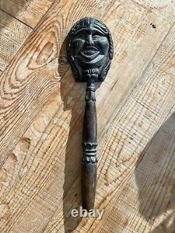 Antique rice beater from Lombok, Indonesia, Hand Carved