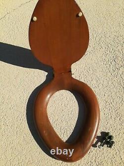 Antique wood Toilet Seat Hardwood Lid Brass Vintage Old from the 20tys