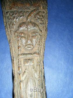 Antique wooden axe handle from Tanimbar, Indonesia, no sword, knife, dagger