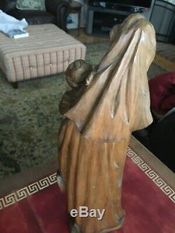 Anton Fischer 17 tall Madonna and Child Wood Carving from Oberammergau Germany