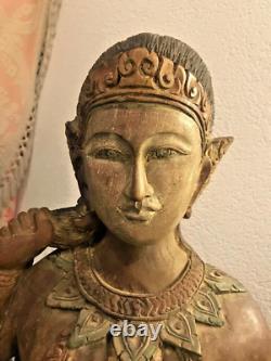 Artisan Crafted Antique Handmade Wooden Statue from Asia