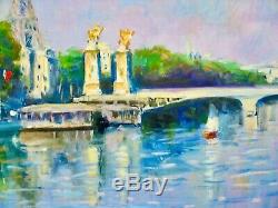 AskArt Listed Artist Nino Pippa Orig Painting Paris Eiffel Tower from rive Droit