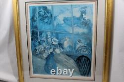 Barbara A. Wood A View From The Garden Lithograph Art Framed Matted VTG Signed #