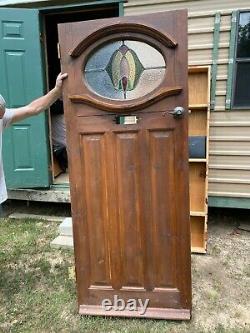 Beautiful Antique Handcrafted Door From England Oval Stained Glass circa 1925