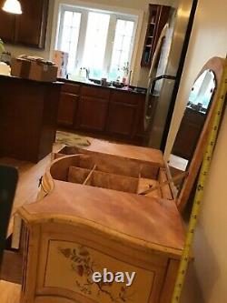 Beautiful Butterfly Painted Vintage Vanity From 50s, Flip Up Mirror 40x16x29