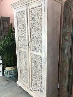 Beautiful Carved Fronted Cabinet/armoire Made From Mango Wood