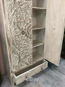 Beautiful Tall Carved Armoire / Cabinet Made From Mango Wood