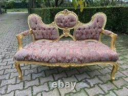 Beautifull French Sofa from 1940 with silk and cotton worldwide shipping