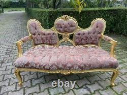Beautifull French Sofa from 1940 with silk and cotton worldwide shipping