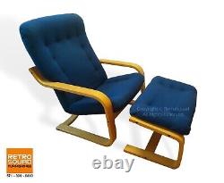 Bent Wood Danish Modern Lounge Chair + Ottoman from Westnofa / Ingmar Relling