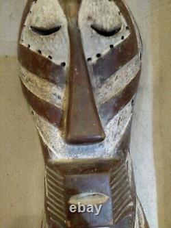 Bold Mask from the Congo Striking Colorants Authentic Carved African Wood Art
