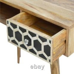 Bone Inlay Writing Desk With Mid Century Style Legs Made From 100% Solid Wood
