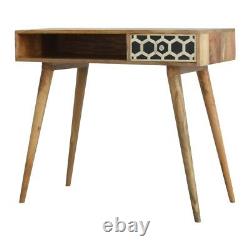Bone Inlay Writing Desk With Mid Century Style Legs Made From 100% Solid Wood