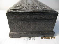 Box of beautifully carved ebony wood from colonial India times