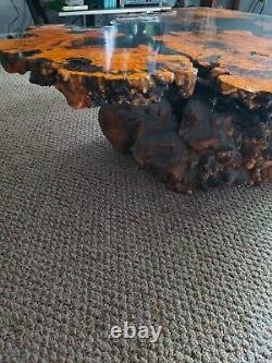 Buckeye burl coffee table from California 1970