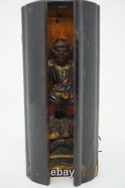 Buddhist Deity Made of Wood in small House Antique Original from Japan 0804C1