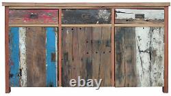 Buffet with 3 Doors and 3 Drawers Made from Recycled Teak Wood Boats 63 Wide