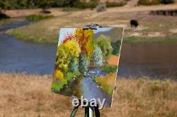 By the river Framed ORIGINAL Landscape Oil Painting Pleain air From nature