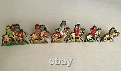 CANTERBURY TALES 6 Small Carved Wood Stand Up Figures Chaucer Ellesmere Pilgrims