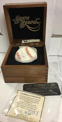 Cal Ripken Jr Autographed Baseball Coa From The Scoreboard, Inc In Wood Box