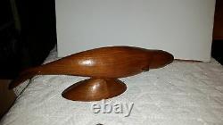 Carved Black Walnut 26 x 5.5 x 6 NARWAHL from 1988 Signed KA Nyhus 160601030