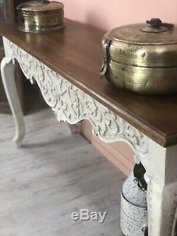 Carved Console Table Made From Mango Wood