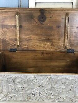 Carved Storage Box/chest Made From Mango Wood