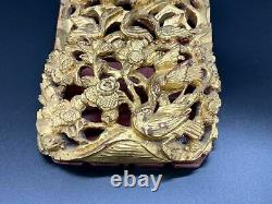 China Carving Flowers And Birds from Wood Encased And Gold Plated Wall Mount