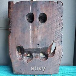 Chinese Mask Late Ming To Early 1650 Qing Carved Heavy Wood From Mountain Villag