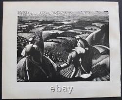 Clare Leighton Wood Engraving August Harvesting From The Farmer's Year 1933