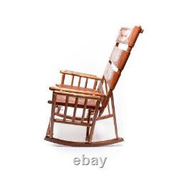 Costa Rican Rocking Chair Leather Royal Mahogany Wood (Classic)