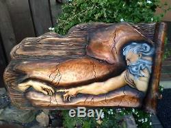 Creation of Adam Wood Carved handmade Picture from 120-year-old wood