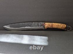 Custom 15.5 Knife Forged from Rasp with Burled Wood Handle by Red Rooster Knives