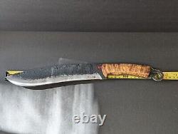 Custom 15.5 Knife Forged from Rasp with Burled Wood Handle by Red Rooster Knives