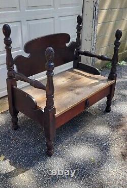 Custom Made Bench from Vintage Bed Frame & Antique Barn Board